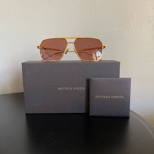 Bottega Veneta Gold Frame Sunglasses with Dark Lenses